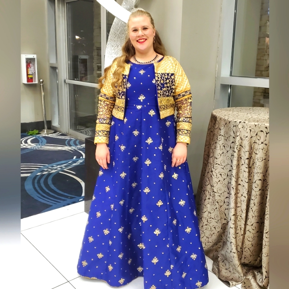 Stunning Blue and Gold Ballgown